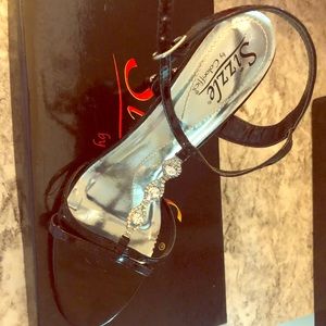 Sizzle Black Rhinestone Heels 7.5